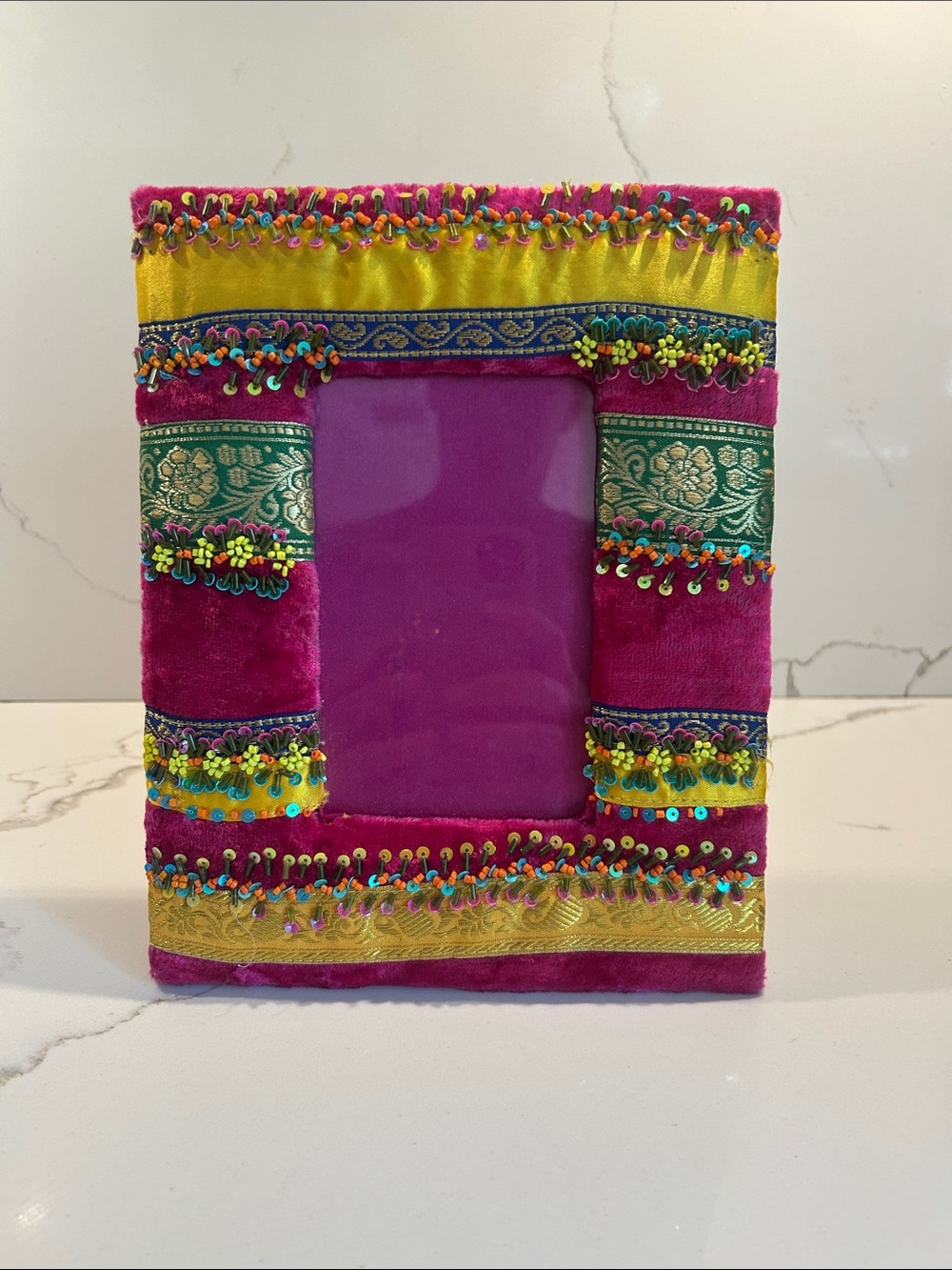 Anthro inspired Colorful Embellished Velvet Photo Frame